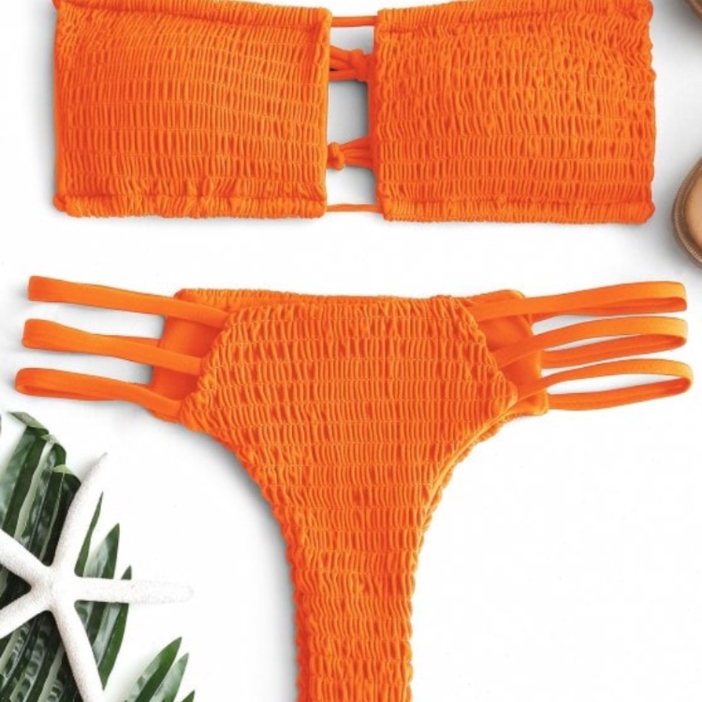 Neon orange cheeky bikini
